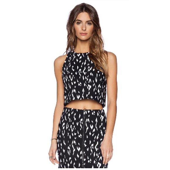 RACHEL ZOE |  Crop Top & Pencil Skirt Matching Set Black & White 4 - Picture 4 of 16